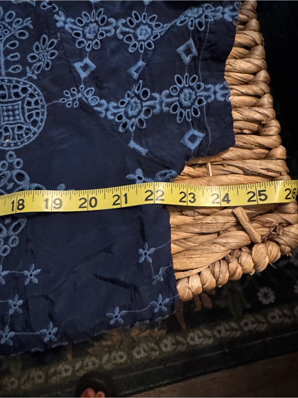 Johnny Was Navy Blue Embroidered Short Sleeve Dress - Picture 7 of 11